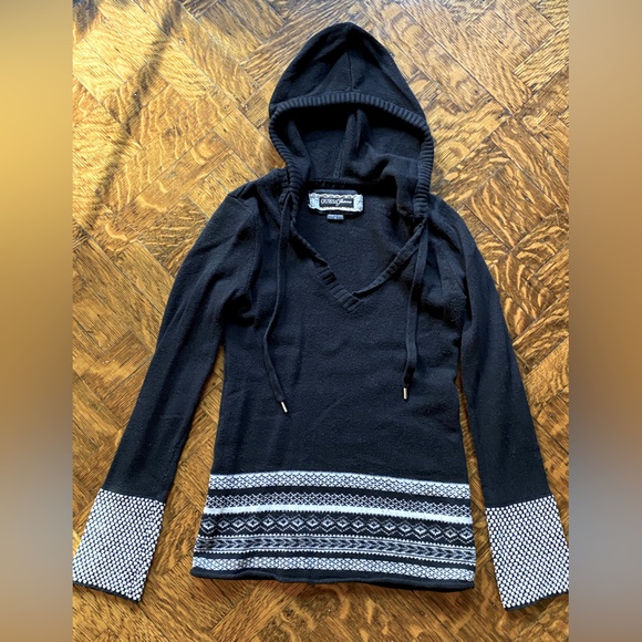 Guess Jeans Black & White Hoodie Sweater- Size M - Picture 5 of 13